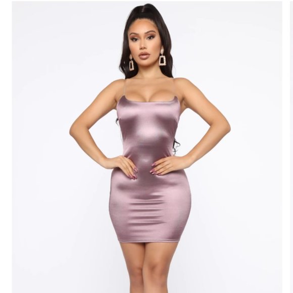 lavender satin mini dress